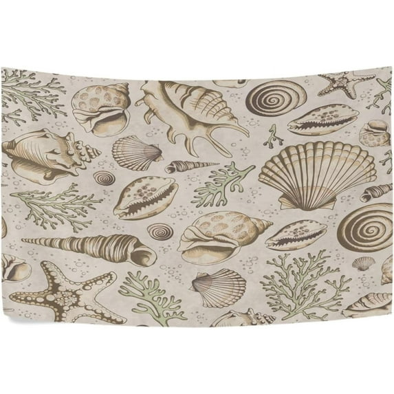 Vintage Seashells Tapestry Wall Hanging Tapestries Happy Colorful Hippie Psychedelic Art Polyester Carpet Wall Decorative for Living Room Bedroom 80x60inch