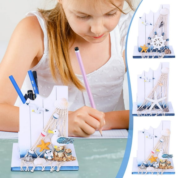 Vintage Seastyle Pen Container - Handcrafted Nautical Desk Organizer | Home Decor Storage Box for Pens & Stationery | Durable Vintage Design | Ideal for Offices & Living Rooms
