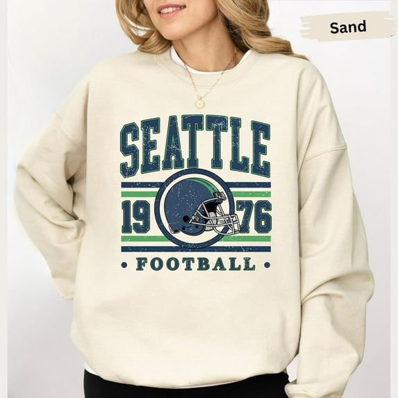 Vintage Seattle Football Crewneck Sweatshirt, Retro Game Day Unisex Sports Fan Pullover