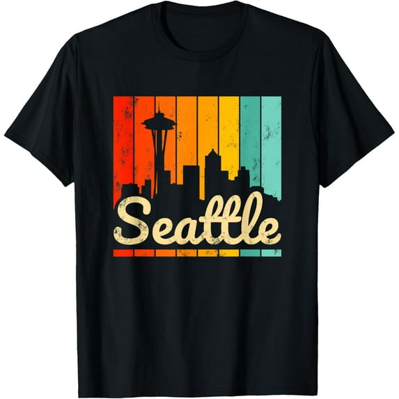 Vintage Seattle Washington Skyline Cityscape 80s 70s Seattle T-Shirt