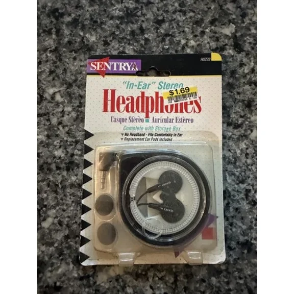 Vintage Sentry "In-Ear" Stereo Headphones Brand New Ear Buds H0228 Factory Seal