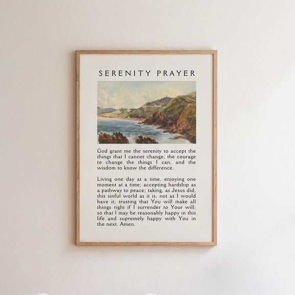 Vintage Serenity Prayer Landscape Bible Verse Decoration, Unframed Canvas