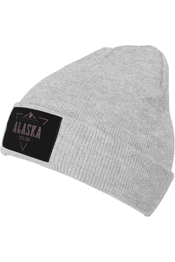 Vintage Series - Alaska Est 1959 Beanie Hats for Women Men Black Skull Cap Knit Slouchy Stocking Hats Beanie Cap