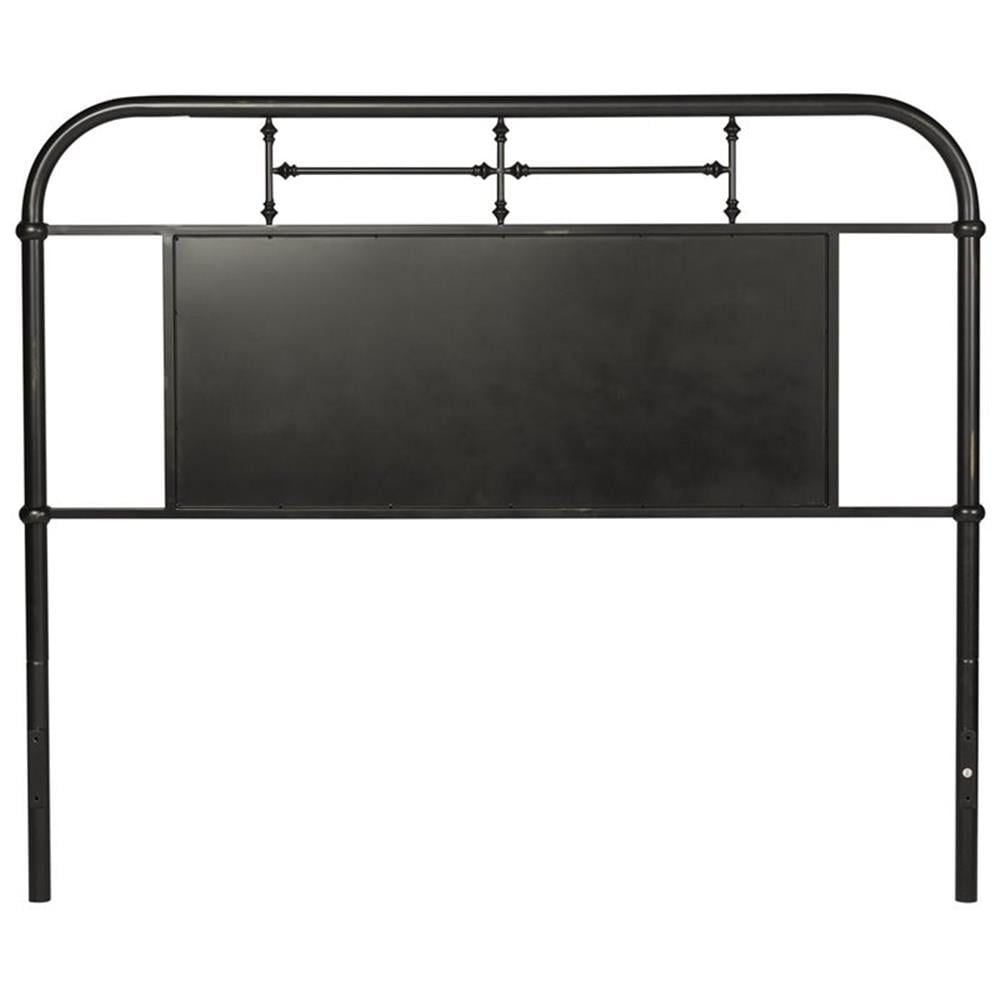 Vintage Black Metal King Headboard with Turned Spindles