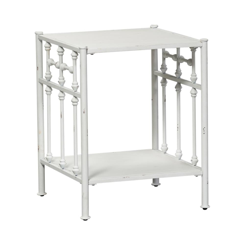 Antique White Metal Vintage Open Night Stand