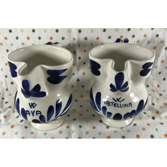 Vintage Set of 2 Ceramica Imola Italian Hand Painted Pottery Small Pitchers - 19