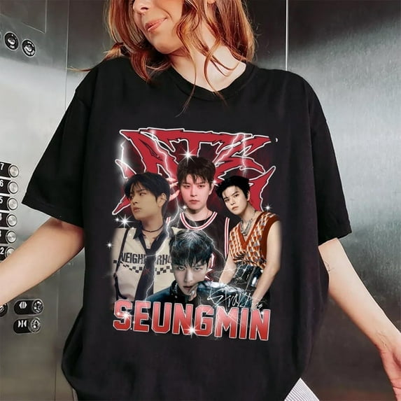 Vintage Seungmin Stray Kids Shirt, Stray Kids Members Group Shirt, Stray Kids Domiate World Tour 2025 in US Shirt,Black Color,Size M