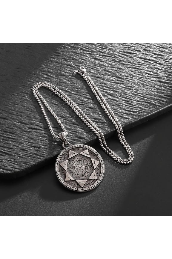 Vintage Seven Archangels Pendant Necklace for Men Seal of The 7 Archangels Pendant Spiritual Talisman Protection Amulet Healing Jewelry