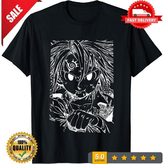 Vintage Seven Deadly Sins Shirt Meliodas Tshirt Ban T-Shirt Escanor Top Anime Unisex Tee, LIMITED EDITION-TH69996