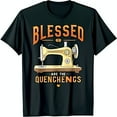Vintage Sewing Machine Black TShirt with 'Blessed are the Quenchings