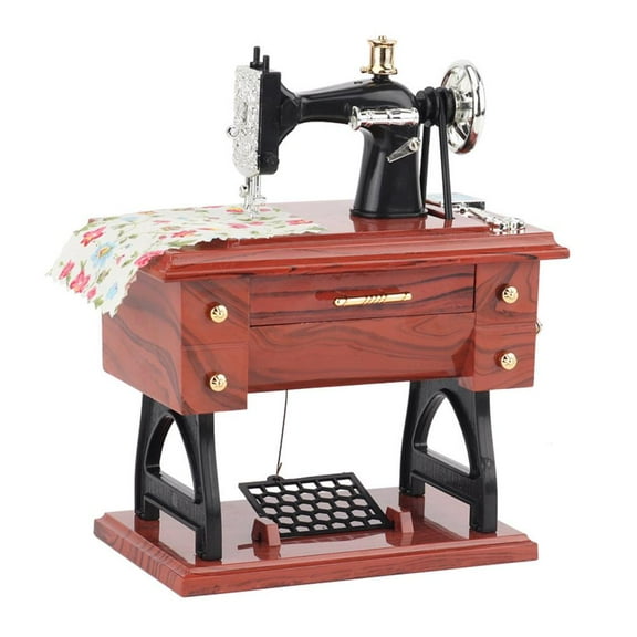 Vintage Sewing Machine Music Box, Sewing Machine Mini Music Box, 2025 New Retro Classical Treadle Mechanical Clockwork Musical Table for Home Decor Birthday Gift A2C3