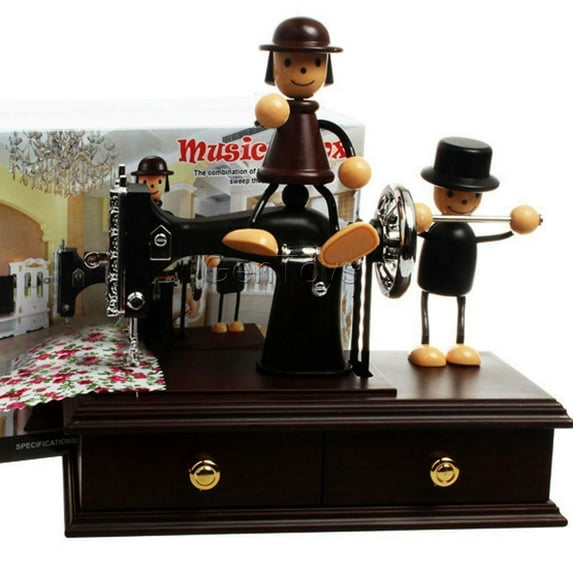 Vintage Sewing Machine Shape Music Box Kids Entertainment Musical Toy Gift