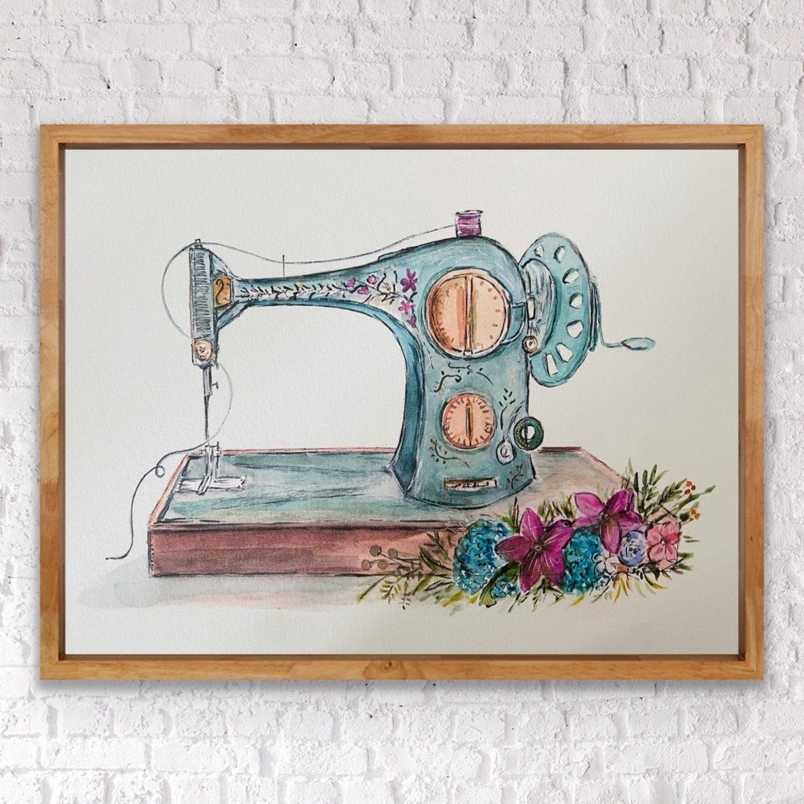 Vintage Sewing Machine Wall Art Print, Floral Singer, Hobbie, Music ...