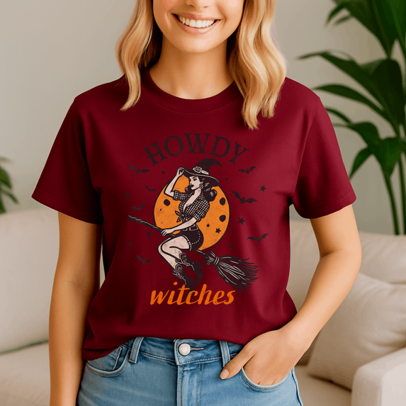 Vintage Sexy Witch, Howdy Cowgirl Witches, Halloween Shirt