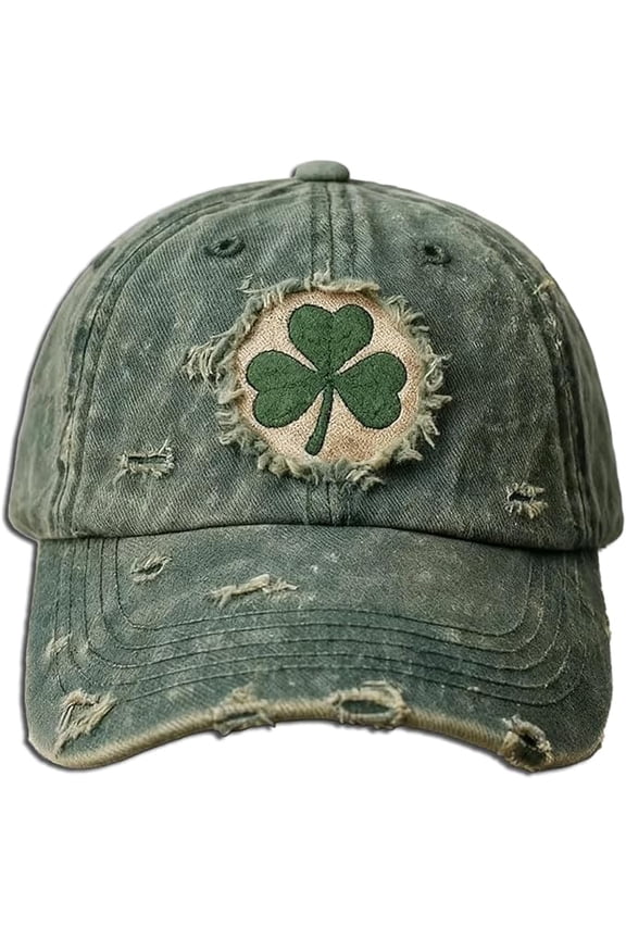 Vintage Shamrock Baseball Cap, Distressed Embroidered Clover Hat, Lucky Irish Casual Cap for St. Patricks Day Everyday Wear