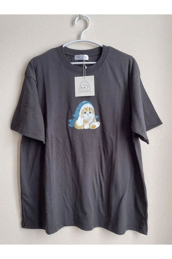 Vintage Shark Cat T-Shirt Set Of 2, Short Sleeve, Size L, Dark Gray & Off-Whitehot Trending Birthday Gifts