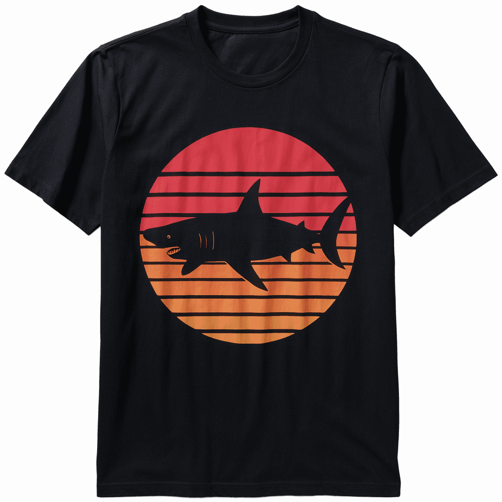 Vintage Shark Fin Retro 80s 90s Shark Lover Sea Animal T-Shirt ...