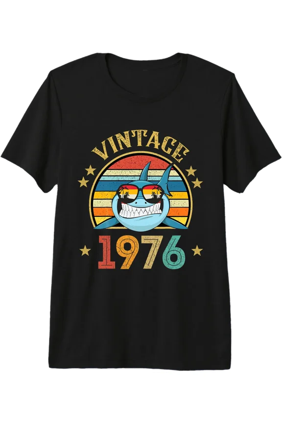 Vintage Shark Gift 50 Years Old for Men Retro Vintage 1976 Premium Tri-Blend T-Shirt, Unisex T-Shirt