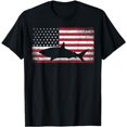 thumbnail image 1 of Vintage Shark Lover Fishing Diving July 4th American Flag T-Shirt, 1 of 5