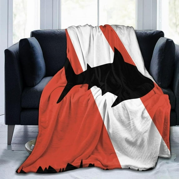 Vintage Shark Scuba Dive Flag Ultra-Soft Micro Fleece Blanket Throw All Seasons, Lightweight Warm for Bed or Couch