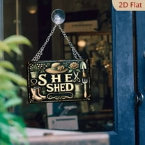 Vintage _She Shed_ Garden Sign - iron Metal Plaque 8*12inch - Rustic Home Kitchen Farmhouse Wall Decor with Floral and Gardening Tools Design - Ideal Gift for Friends and Family - 1pc