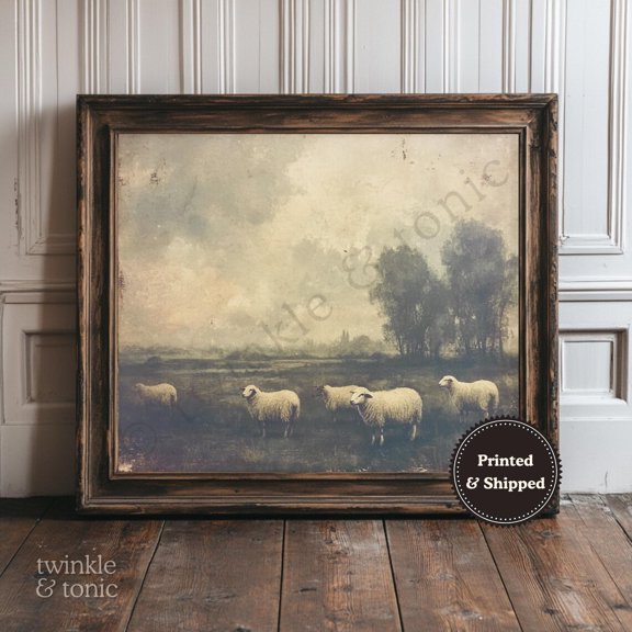 Vintage Sheep Pastoral Rustic Nursery Cottagecore Decor Wall Art Unframed Paper Print