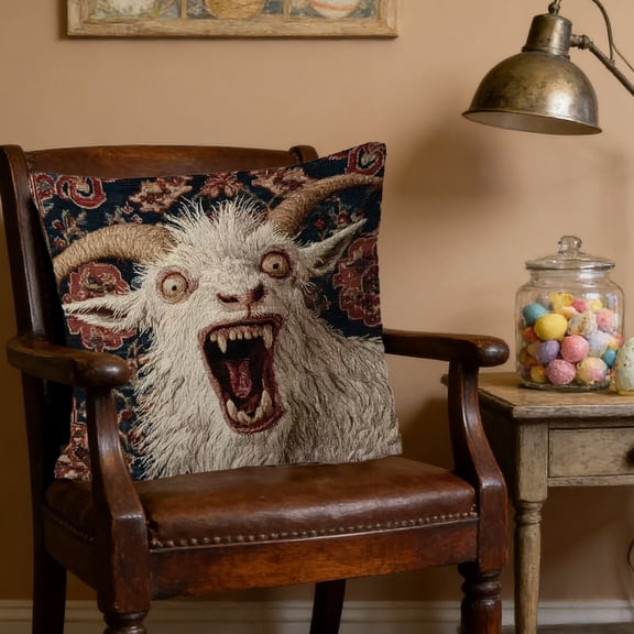 Vintage Sheep Pillow Cover - 18x18 Inch Printed Polyester Cushion Case with Hidden Zipper