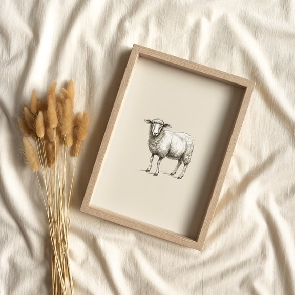 Vintage Sheep Poster: Farmhouse Lamb Poster, Unframed Poster Size 12x18