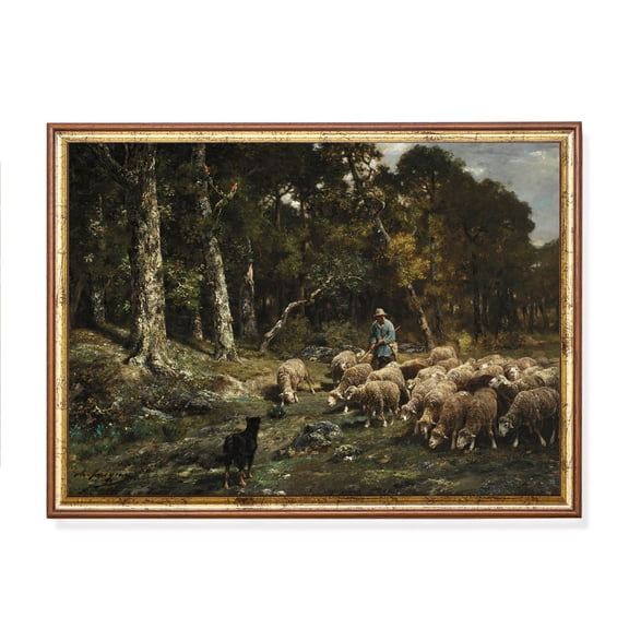 Vintage Sheep Poster Rustic Shepherd Landscape Unframed Paper Print