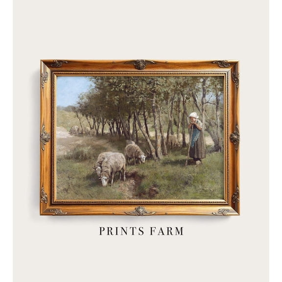 Vintage Sheep Print Country Cottagecore Decor P854