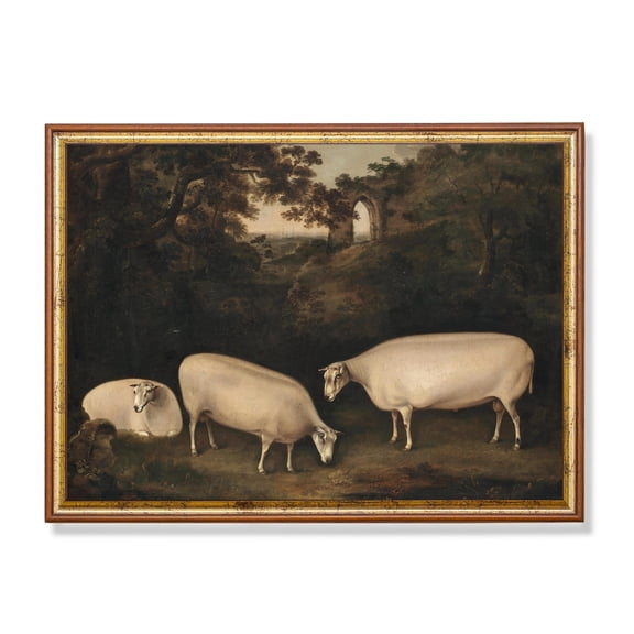 Vintage Sheep Rustic Farmhouse Pastoral Art Poster Home Decor, 12x18 UNFRAMED