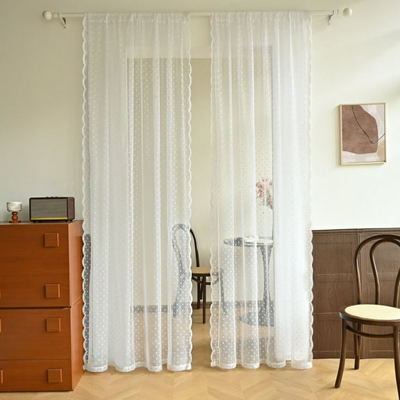 Vintage Sheer Lace Curtains for Bedroom Elegant Victorian Curtains for Living Room Romantic Floral Rod Pocket French Window Drapes, 2 Panels 135*230cm