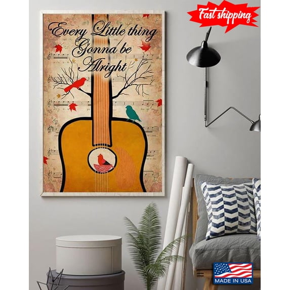 Targa in metallo con scritta Every Little Thing Is Gonna Be Alright in metallo, con scritta in lingua inglese Every Little Thing Is Gonna Be Alright, decorazione retrò per la stanza, divertente