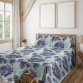 thumbnail image 1 of Vintage Sheet Set, Detailed Colorful Flowers Leaves Pattern Floral Theme Illustration, Fitted & Flat Sheet with Pillowcase Bedding Accent 4 Pcs Set, Calking, Pale Purple and Sage Green, by Ambesonne, 1 of 1