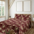 thumbnail image 1 of Ambesonne Vintage Fitted & Flat Sheet with Shams 4 Pcs Set, Roses Leaves Floral Plot, King, Army Green and Dark Rust, 1 of 5