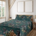 thumbnail image 1 of Ambesonne Vintage Fitted & Flat Sheet with Sham 3 Pcs Set, Flowers Butterflies Minimal, Twin, Dark Fuchsia and Tan, 1 of 5