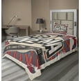 thumbnail image 1 of Ambesonne Retro Fitted & Top Sheet Set with Sham, Vintage Cinema Movie Star, Paprika Ecru and Grey, 1 of 4