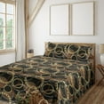 thumbnail image 1 of Ambesonne Vintage Fitted & Flat Sheet with Shams 4 Pcs Set, Leopard Print Motif Retro, Queen, Pale Brown Mustard and Black, 1 of 1