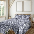 thumbnail image 1 of Ambesonne Vintage Fitted & Flat Sheet with Shams 4 Pcs Set, Retro Butterfly Flower Art, Calking, Dark Indigo Grey and White, 1 of 1