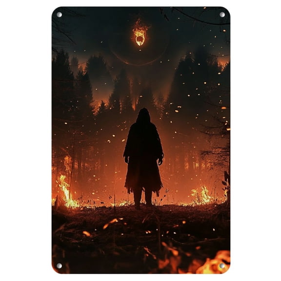 Vintage 'Shelfion' Fantasy World Metal Wall Art - 8x12 Inch Tin Sign with Mystical Night Scene, Perfect for Living Room, Bedroom, Dorm & Office Decor, Metal Wall Art Decor, 2D, Perfect for Room Decor