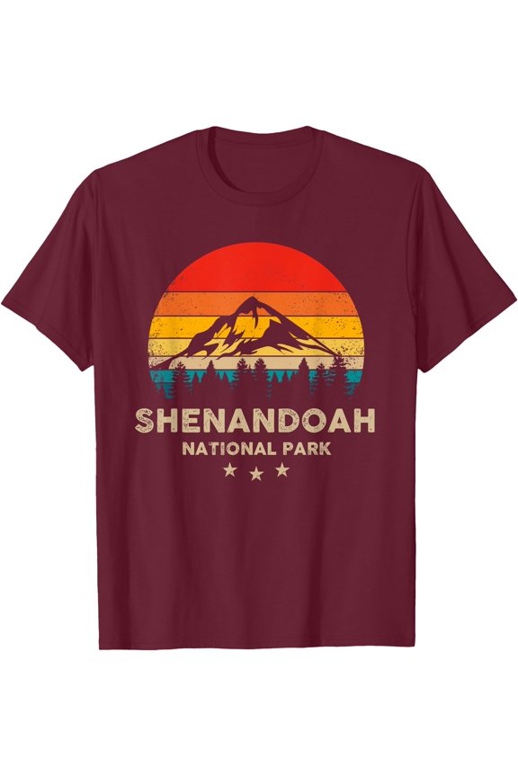 Vintage Shenandoah National Park Retro Souvenir Unisex T-Shirt for Men Women Kids Toddler,Maroon Color,Size 2XL