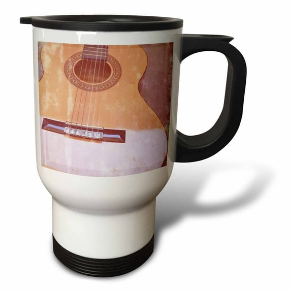 3dRose, Vintage Shiny Guitar Music, 14oz Stainless Steel Travel Mug