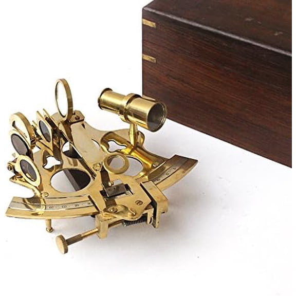 Vintage Ship Shiny Brass Sextant with Hardwood Box Antique Marine Collectible Functionally Calibrated Sextants$$Home Decor, Kitchen, & Other