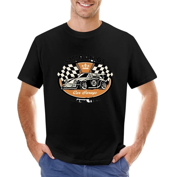 Vintage Shirt Design of Racing Car Men’s Graphic T-shirt Vintage Short Sleeve Sport Tee Black M