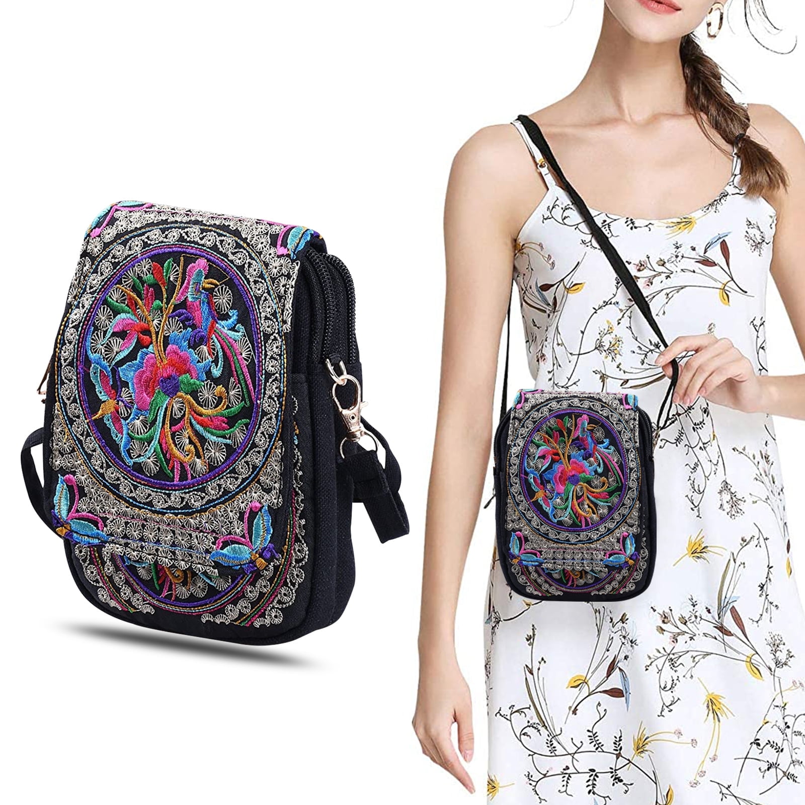 Syenll Vintage Shoulder Bag, Women Floral Embroidered Purse  display picture 2