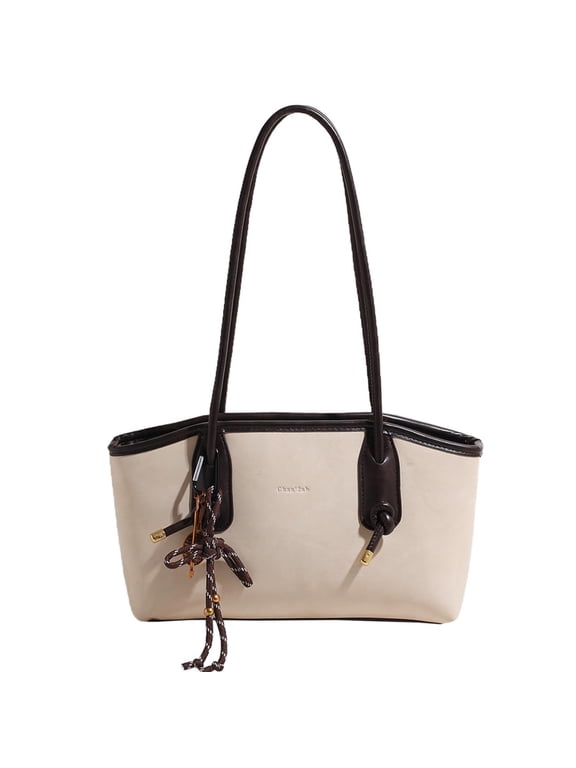 Vintage Shoulder Bags for Women Brown Purse Fall Hobo Handbag Faux Leather Shoulder Purse with Cute Pendant