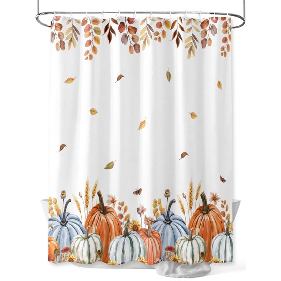 Vintage Shower Curtain 72"W x 84"L Fall Pumpkin Sunflower Leaf Autumn Fabric Shower Curtains Set with Hooks Water Repellent Bathroom Curtains Machine Washable Bathroom Accessories
