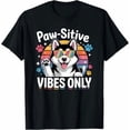 thumbnail image 1 of Vintage Siberian Husky Paw-sitive Vibes Only Cute Dog Lover T-Shirt, 1 of 2