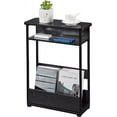 thumbnail image 1 of Vintage Side Table with Storage Shelf, 3 Tier Slim End Table Modern Sofa Table for Narrow Spaces, 24.6 Inch Height Bedside Table Small Nightstand with Magazine Rack Space Saving/Black, 1 of 8