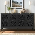 thumbnail image 1 of Vintage Sideboard Buffet Table Accent Credenza Storage Cabinet with 4 Hollow Carving Doors Adjustable Shelves Wood Legs for Kitchen Dining Living Room Entryway 59.84 Inch,Antique Black, 1 of 9